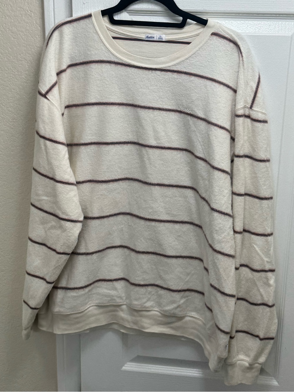 Katin Parks Crew Striped Sweatshirt Vapor Gray Brown XL